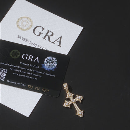925 Silver Moissanite Fleur Cross Pendant 18K Gold